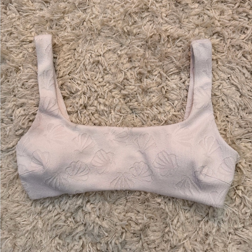 Aerie white Textured Bikini Top
